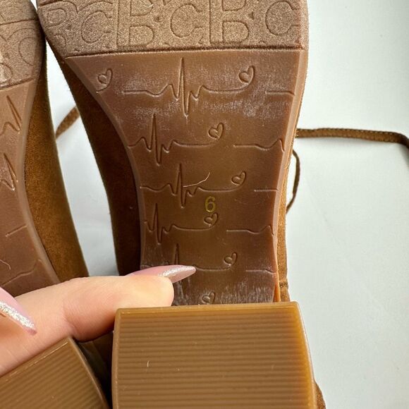 NEW BC Faux Suede Open Toe Brown Strappy Lace Up Bootie Size 6 Every Day Comfort - Picture 9 of 9